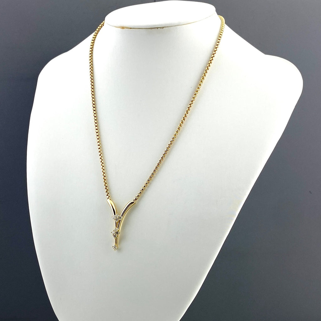 ジュネ メレダイヤ デザインネックレス YG イエローゴールド ペンダント ネックレス 750 YG ダイヤモンド レディース 【中古】brjwl