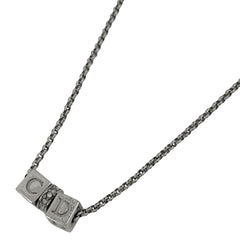 クリスチャンディオール ロゴ ラインストーン ネックレス キューブ ネックレス シルバーメッキ シルバー レディース 【中古】 bracc