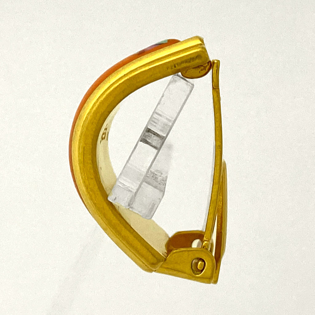 エルメス エマイユ イヤリング 七宝焼き イヤリング GP ゴールド オレンジ レディース 【中古】bracc
