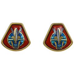 エルメス エマイユ イヤリング 七宝焼き イヤリング GP レッド ゴールド 【中古】bracc