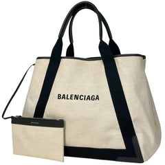 バレンシアガ ロゴ トートバッグ ショルダーバッグ トートバッグ キャンバス アイボリー ブラック レディース 【中古】brbag