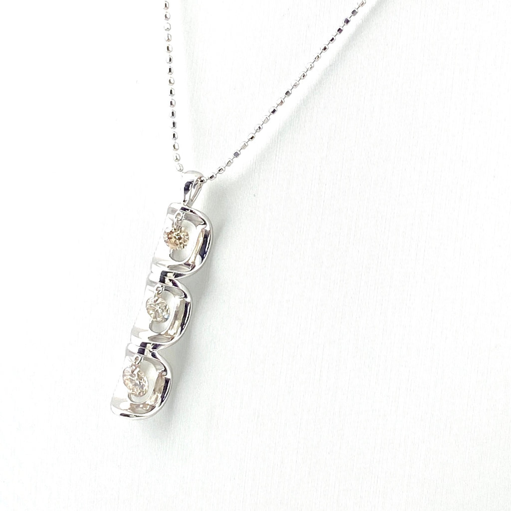 メレダイヤ デザインネックレス WG ホワイトゴールド ペンダント スイング ネックレス K18 WG 750 レディース 【中古】nbjwl
