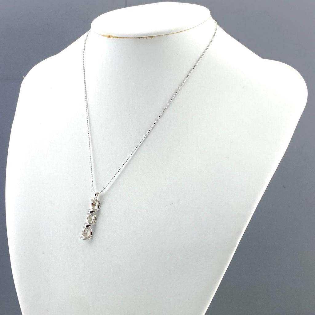 メレダイヤ デザインネックレス WG ホワイトゴールド ペンダント スイング ネックレス K18 WG 750 レディース 【中古】nbjwl