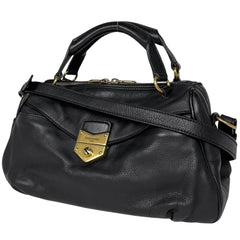 イヴ・サンローラン ロゴ ショルダーバッグ 2WAY ハンドバッグ ショルダーバッグ レザー ブラック レディース 【中古】brbag