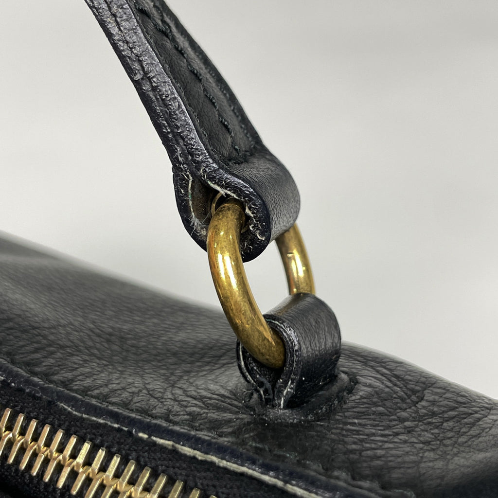 イヴ・サンローラン ロゴ ショルダーバッグ 2WAY ハンドバッグ ショルダーバッグ レザー ブラック レディース 【中古】brbag