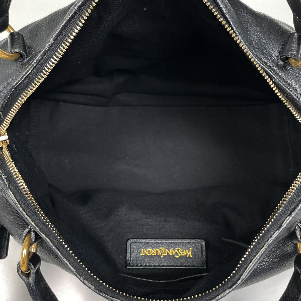 イヴ・サンローラン ロゴ ショルダーバッグ 2WAY ハンドバッグ ショルダーバッグ レザー ブラック レディース 【中古】brbag