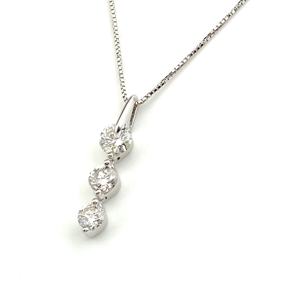 【最終値引き】 レディース ネックレス ダイヤモンド ホワイトゴールド ペンダント K18 中古 nbjwl