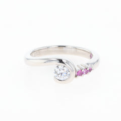 ピンクサファイア デザインリング プラチナ 指輪 ダイヤモンド リング 9号 Pt900 ピンクサファイア ダイヤモンド レディース 【中古】nbjwl