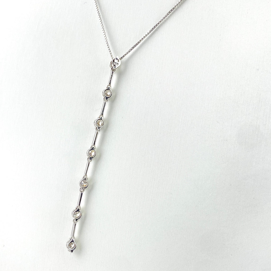 メレダイヤ デザインネックレス WG ホワイトゴールド ペンダント ネックレス K18 WG ダイヤモンド レディース 【中古】nbjwl