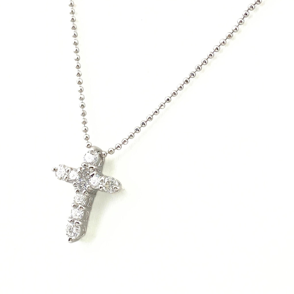 クロスモチーフ ネックレス プラチナ メレダイヤ ペンダント 十字架 ネックレス Pt850 ダイヤモンド レディース 【中古】nbjwl