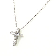 クロスモチーフ ネックレス プラチナ メレダイヤ ペンダント 十字架 ネックレス Pt850 ダイヤモンド レディース 【中古】nbjwl