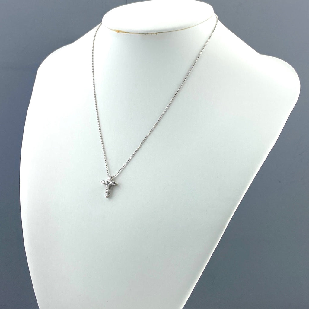 クロスモチーフ ネックレス プラチナ メレダイヤ ペンダント 十字架 ネックレス Pt850 ダイヤモンド レディース 【中古】nbjwl