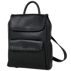 イヴ・サンローラン ロゴ リュックサック デイバッグ バックパック ステッチ リュック レザー ブラック レディース 【中古】brbag