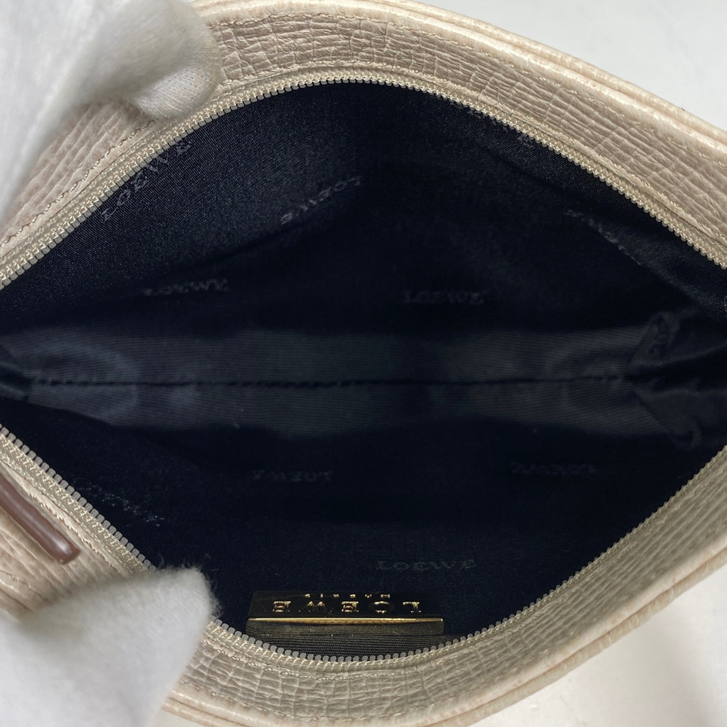 ロエベ ロゴ ハンドバッグ ミニバッグ ハンドバッグ レザー アイボリー レディース 【中古】brbag