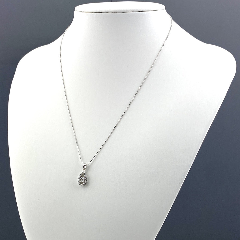 ダイヤモンド デザインネックレス WG ホワイトゴールド メレダイヤ ネックレス K18 WG 750 レディース 【中古】nbjwl