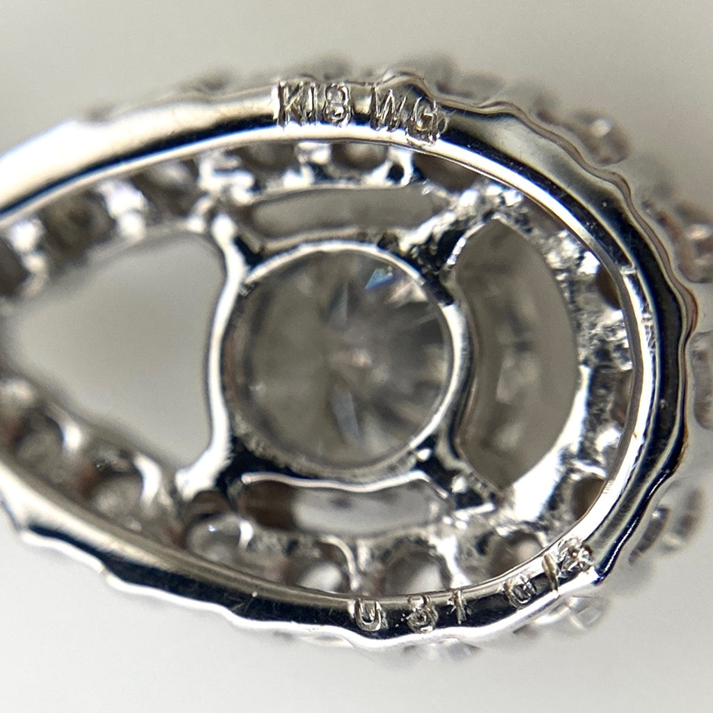 ダイヤモンド デザインネックレス WG ホワイトゴールド メレダイヤ ネックレス K18 WG 750 レディース 【中古】nbjwl