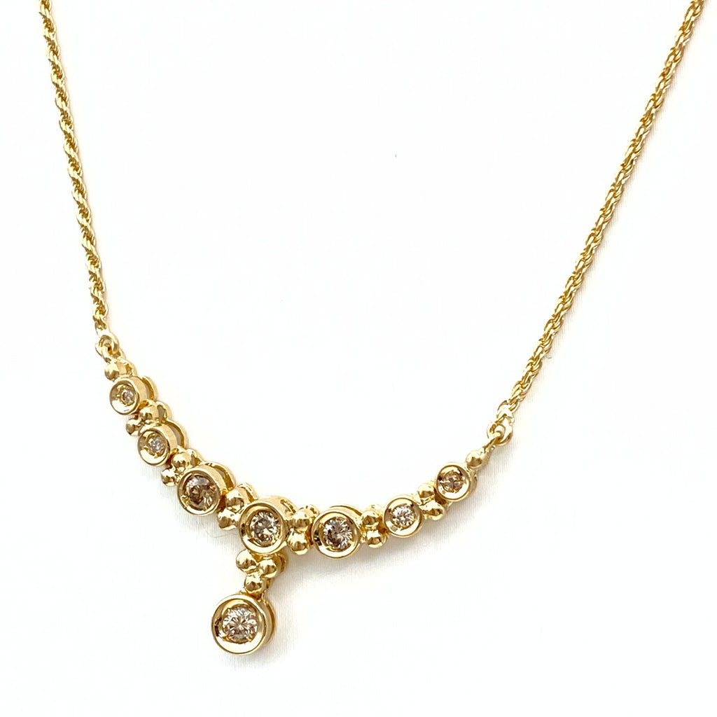 メレダイヤ デザインネックレス YG イエローゴールド ペンダント ネックレス K18 ダイヤモンド レディース 【中古】nbjwl