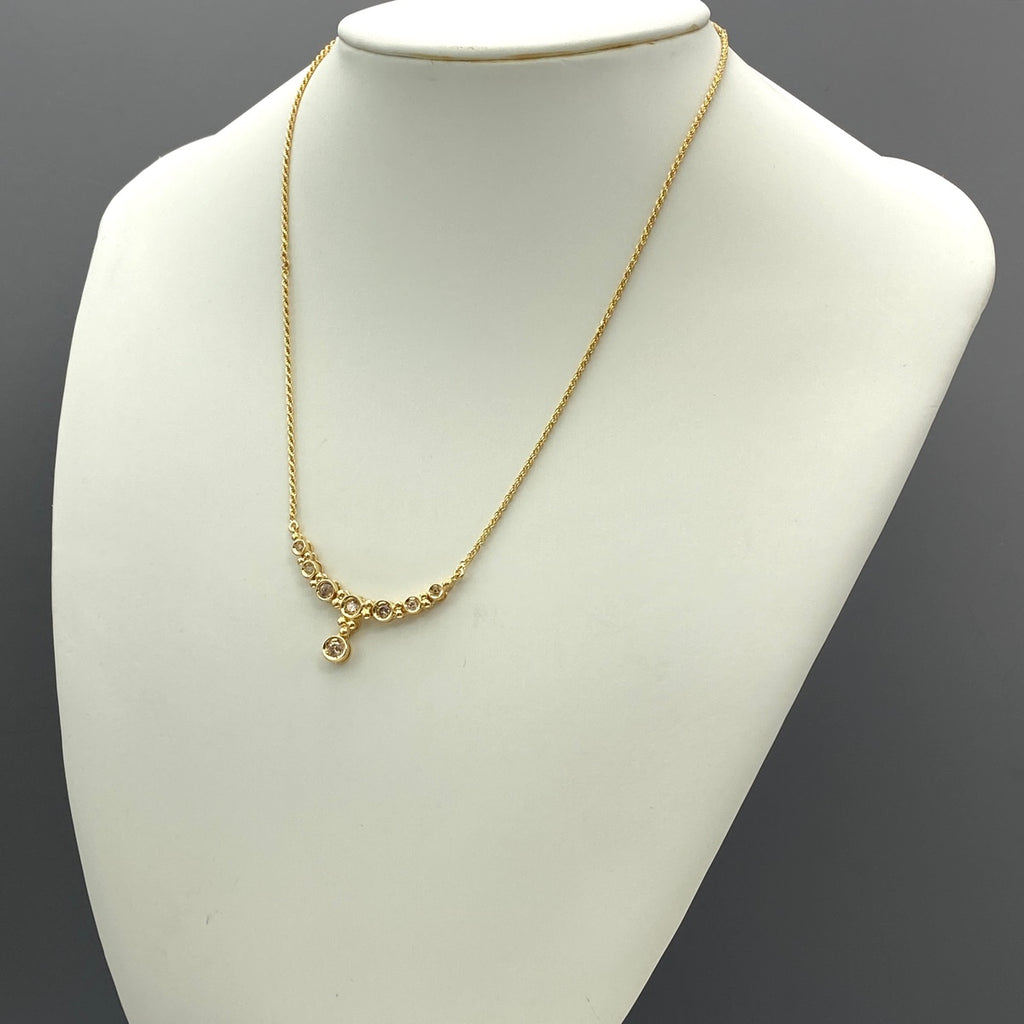 メレダイヤ デザインネックレス YG イエローゴールド ペンダント ネックレス K18 ダイヤモンド レディース 【中古】nbjwl