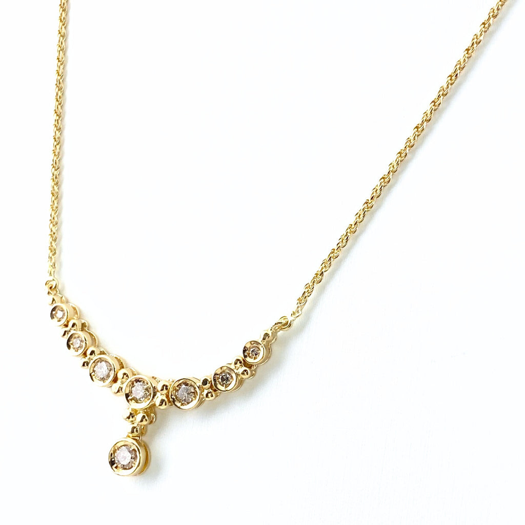 メレダイヤ デザインネックレス YG イエローゴールド ペンダント ネックレス K18 ダイヤモンド レディース 【中古】nbjwl
