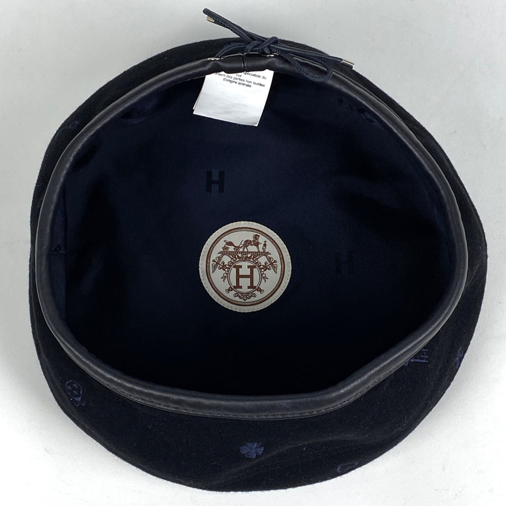 エルメス サントノーレ チャーム ベレー帽 刺繍 帽子 ベレー帽 ブラック レディース 【中古】brapp