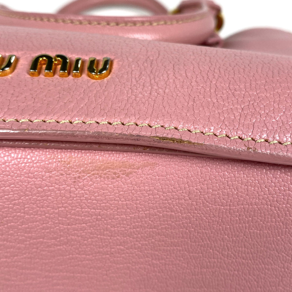 ミュウ ミュウ ロゴ ハンドバッグ 2WAY ショルダーバッグ ハンドバッグ レザー ピンク レディース 【中古】brbag