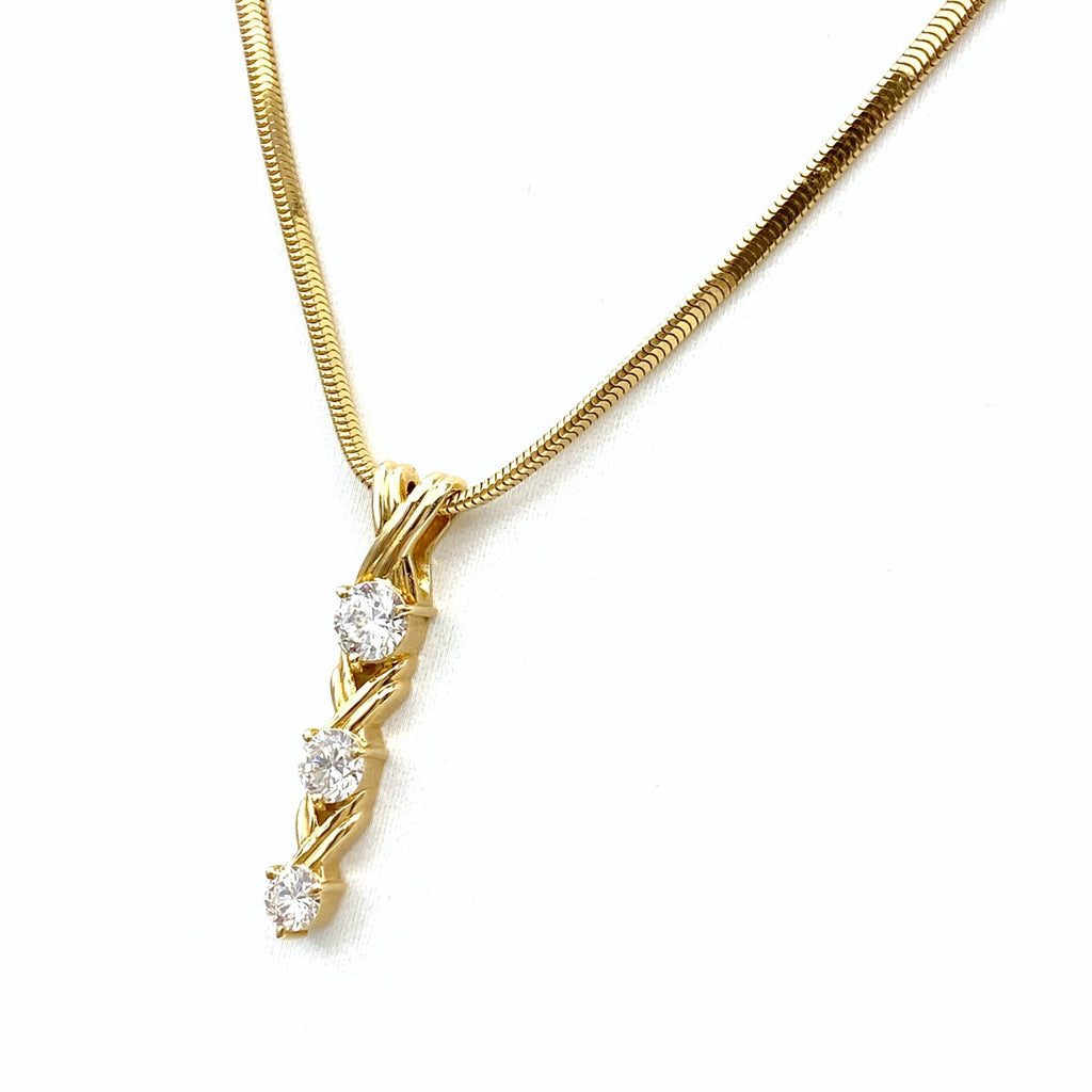 ダイヤモンド デザインネックレス YG イエローゴールド ペンダント ネックレス K18 750 ダイヤモンド レディース 【中古】nbjwl