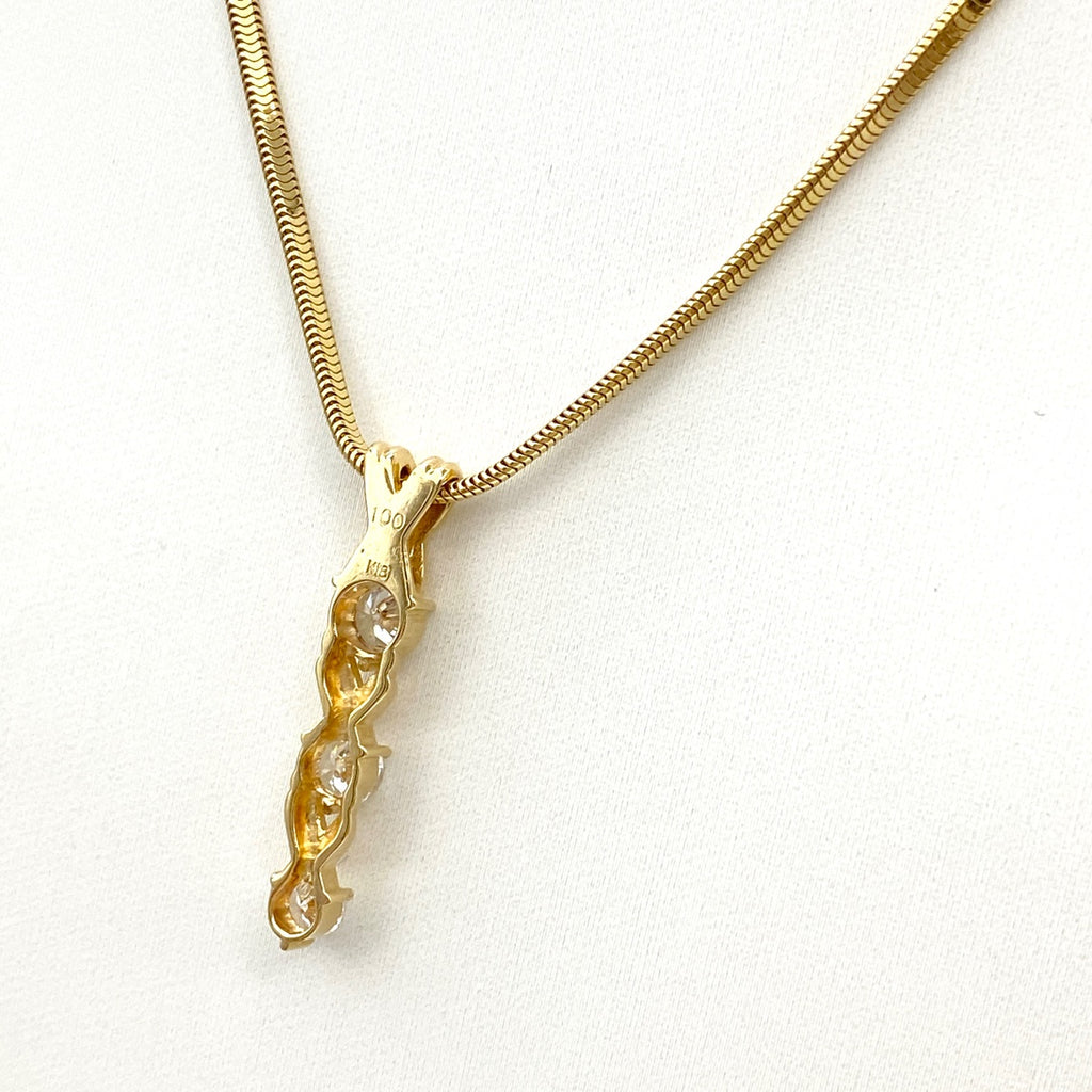 ダイヤモンド デザインネックレス YG イエローゴールド ペンダント ネックレス K18 750 ダイヤモンド レディース 【中古】nbjwl