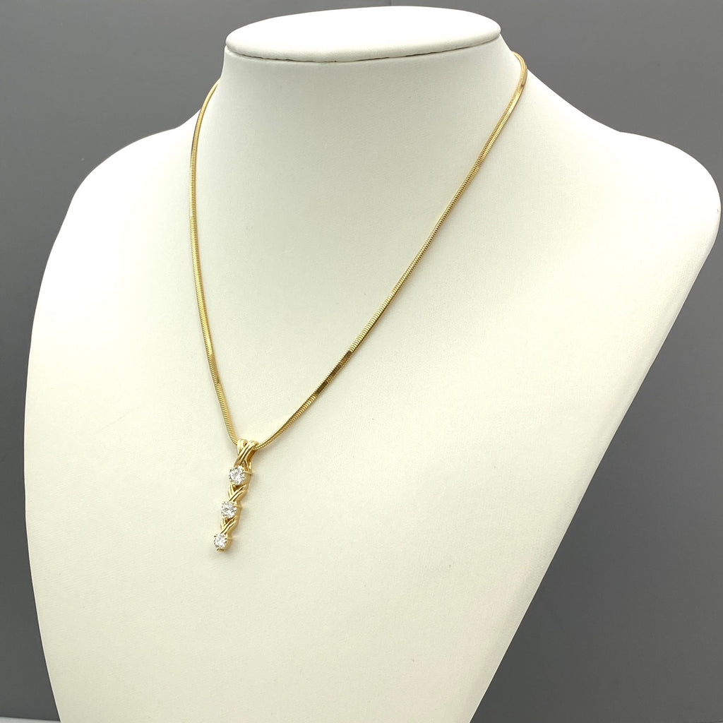 ダイヤモンド デザインネックレス YG イエローゴールド ペンダント ネックレス K18 750 ダイヤモンド レディース 【中古】nbjwl