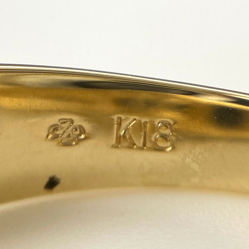 フラワーモチーフ デザインリング YG イエローゴールド メレダイヤ 花 リング 10.5号 K18 サファイア ダイヤモンド レディース 【中古】nbjwl