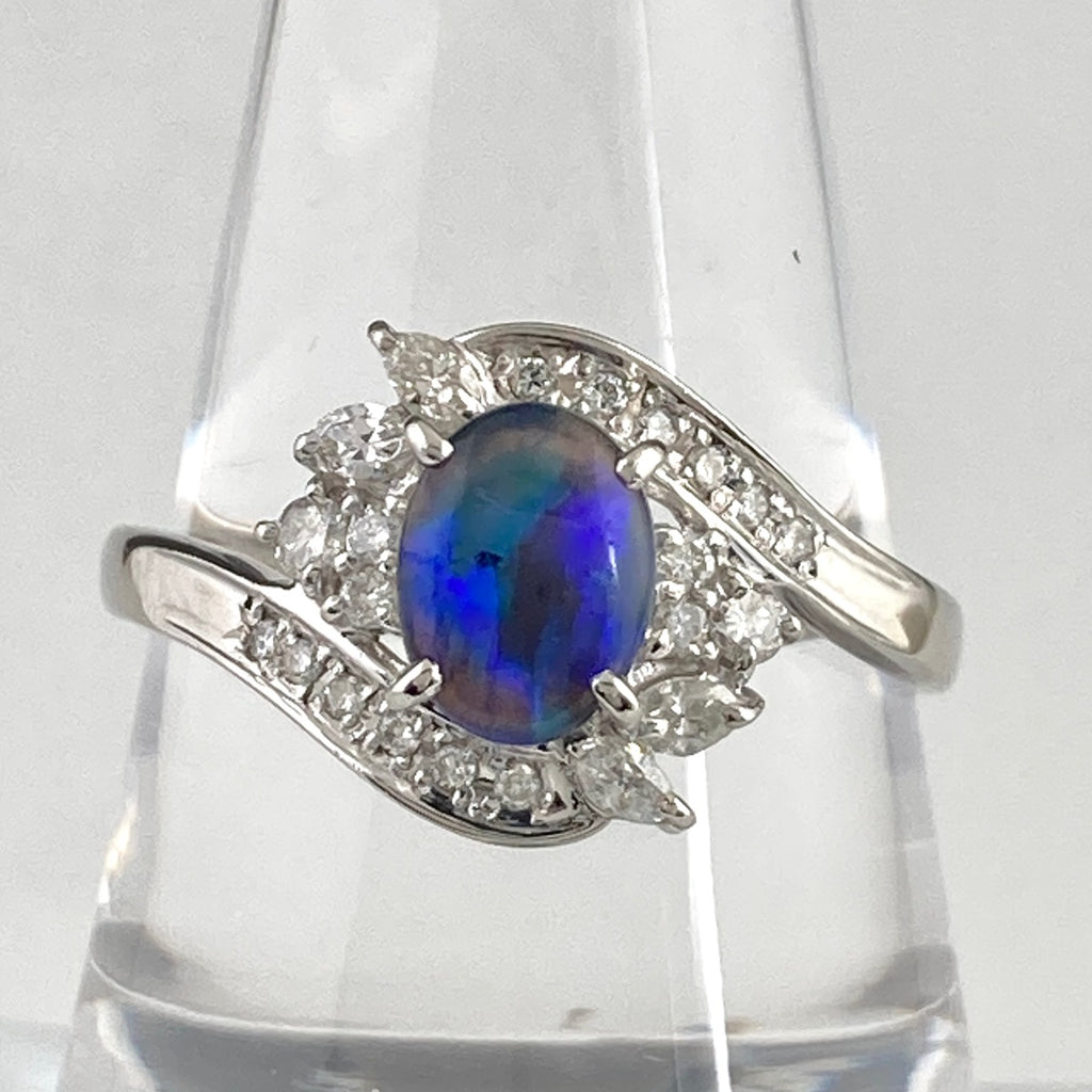 メンズ 指輪 ブラックオパール プラチナ リング 22号 ダイヤモンド 中古 nbjwl