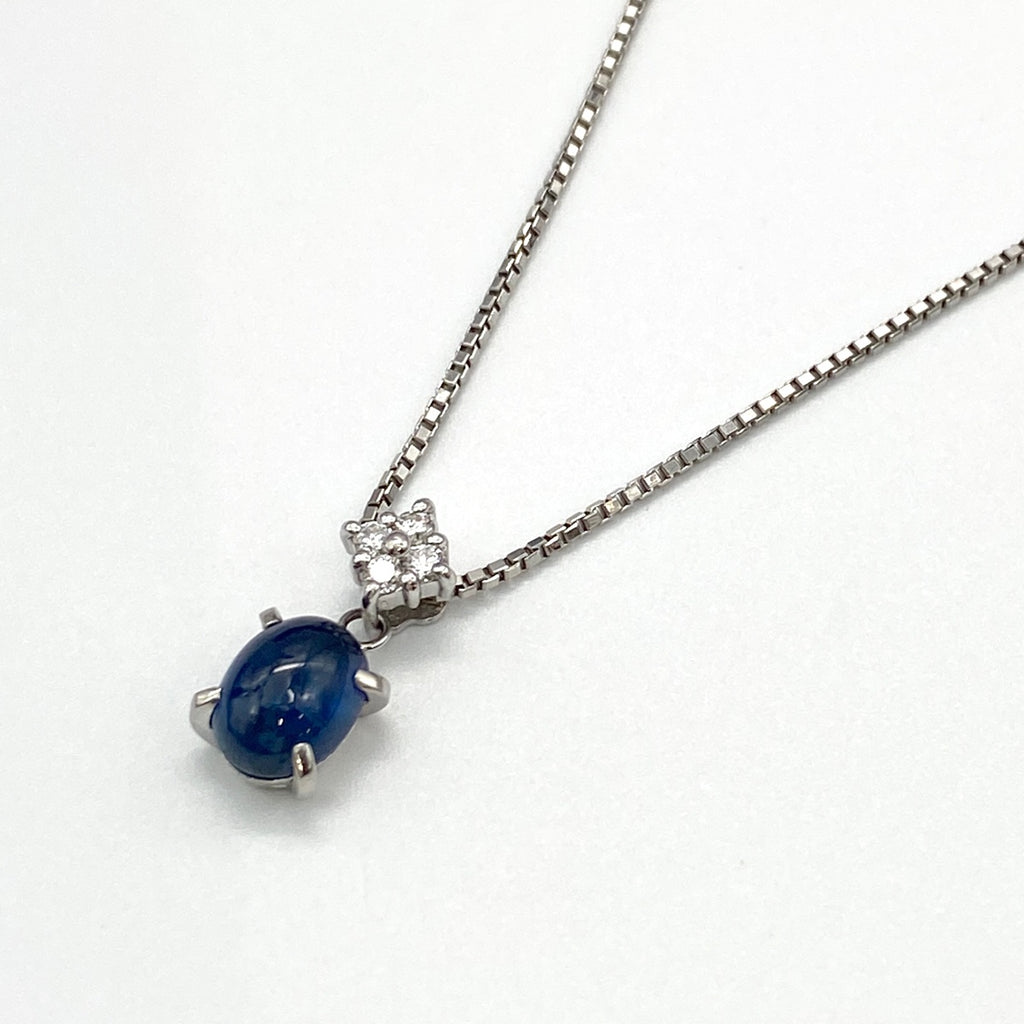 サファイア デザインネックレス プラチナ ペンダント メレダイヤ ネックレス Pt900 Pt850 サファイア レディース 【中古】 
 ラッピング可