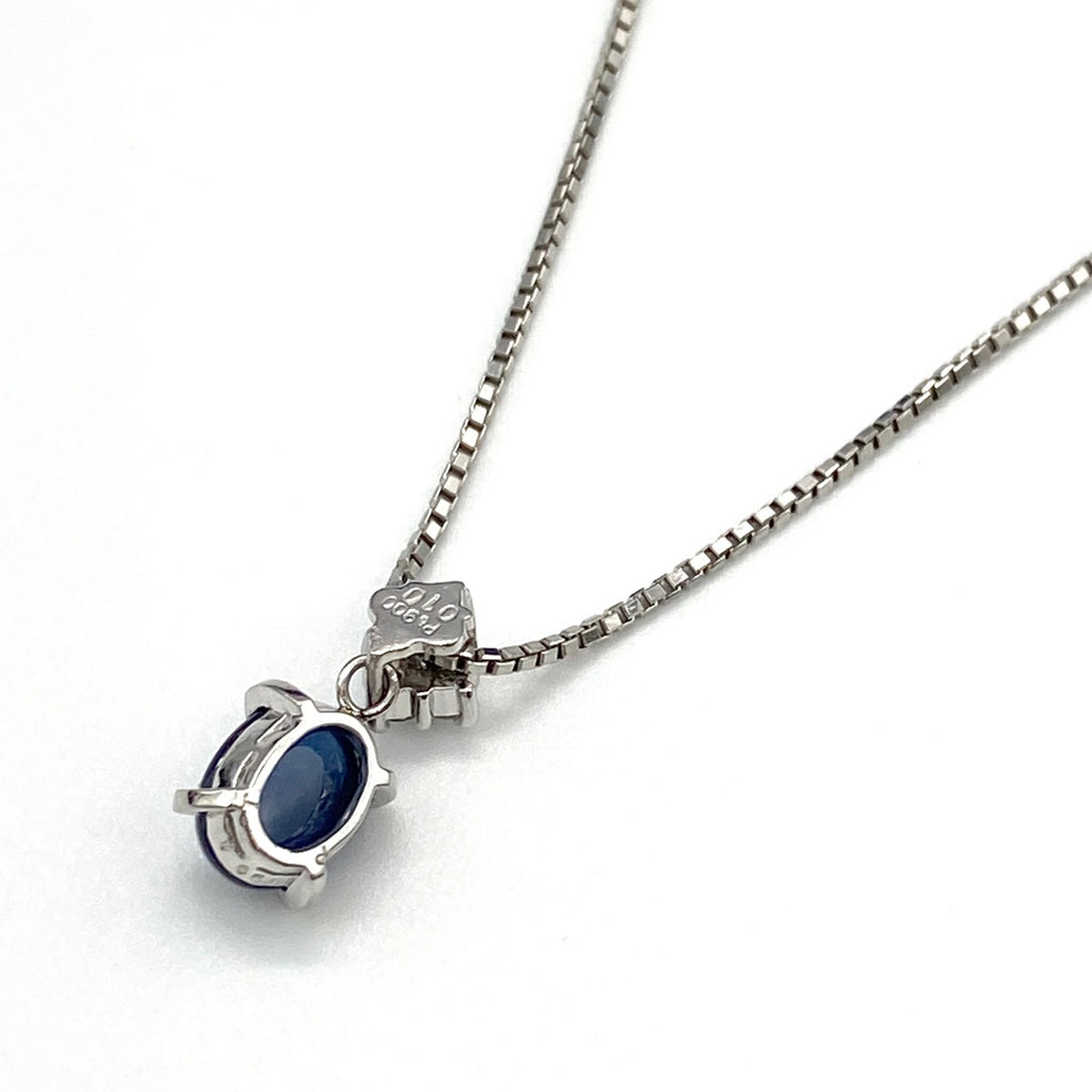 サファイア デザインネックレス プラチナ ペンダント メレダイヤ ネックレス Pt900 Pt850 サファイア レディース 【中古】 nbjwl