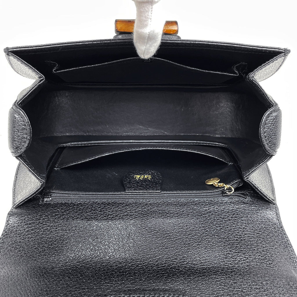 グッチ バンブー ハンドバッグ 竹 手提げ ハンドバッグ レザー ブラック 0002113 レディース 【中古】 brbag