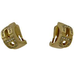 クリスチャンディオール ロゴ ラインストーン イヤリング CD イヤリング GP ゴールド レディース 【中古】 bracc