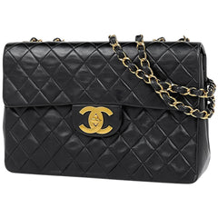 シャネル デカ マトラッセ シングルフラップ チェーン ショルダーバッグ ココマーク Wチェーン ショルダーバッグ レザー ブラック A01094 レディース 【中古】 brbag