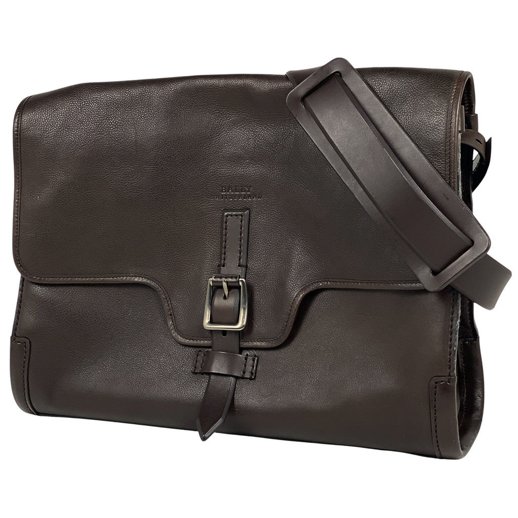 バリー ロゴ ショルダーバッグ メッセンジャーバッグ ショルダーバッグ レザー ダークブラウン メンズ 【中古】 brbag