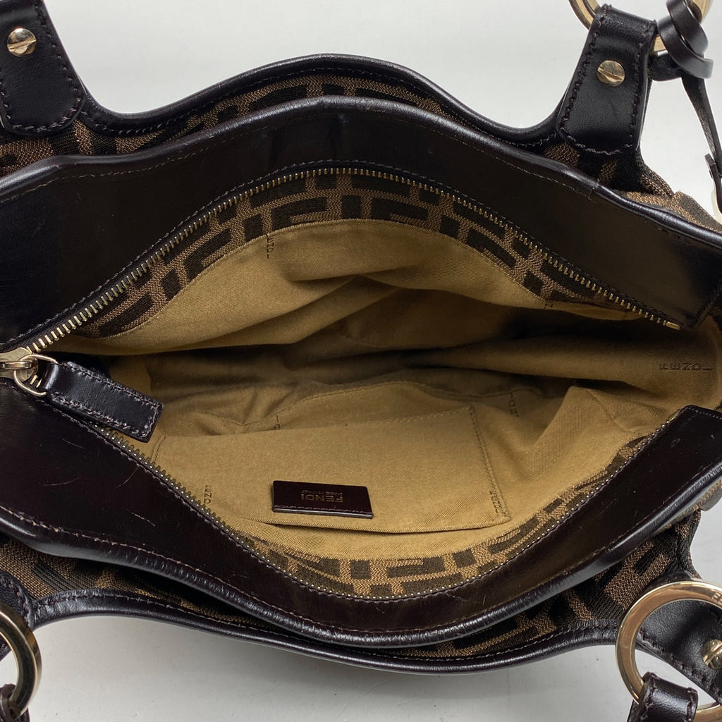 フェンディ ズッカ柄 ハンドバッグ トートバッグ ハンドバッグ キャンバス ブラウン 8BH156 レディース 【中古】 brbag