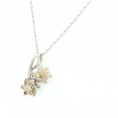 フラワーモチーフ デザインネックレス WG ホワイトゴールド ペンダント 花 ネックレス K18 WG ダイヤモンド レディース 【中古】nbjwl