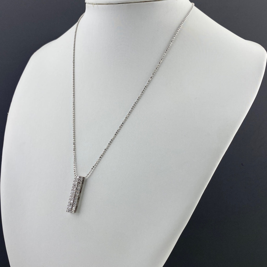 メレダイヤ デザインネックレス WG ホワイトゴールド ペンダント ネックレス K18 WG ダイヤモンド レディース 【中古】nbjwl