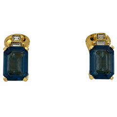 クリスチャンディオール デザイン イヤリング スクエア イヤリング GP ゴールド ライトブルー レディース 【中古】bracc