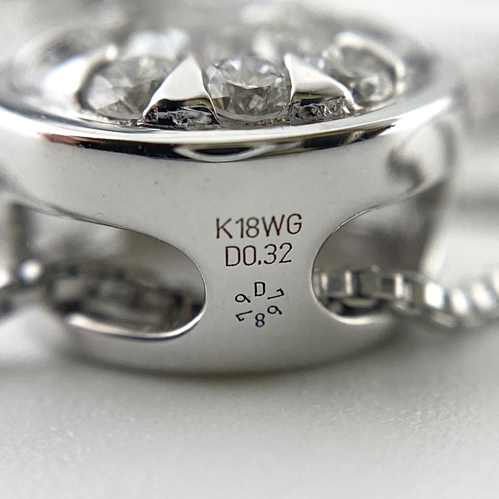 【在庫一掃】 メレダイヤ デザインネックレス WG ホワイトゴールド ペンダント ネックレス K18 WG ダイヤモンド レディース 【中古】 nbjwl