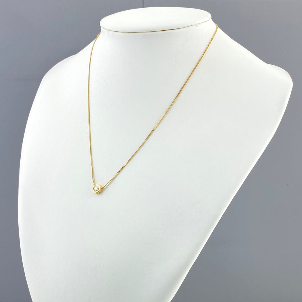 ダイヤモンド デザインネックレス YG イエローゴールド ペンダント ネックレス K18 ダイヤモンド レディース 【中古】nbjwl