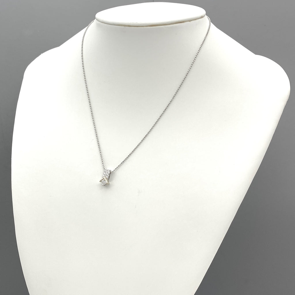 メレダイヤ デザインネックレス プラチナ YG イエローゴールド ペンダント ダイヤモンド ネックレス Pt900 Pt850 K18 レディース 【中古】nbjwl