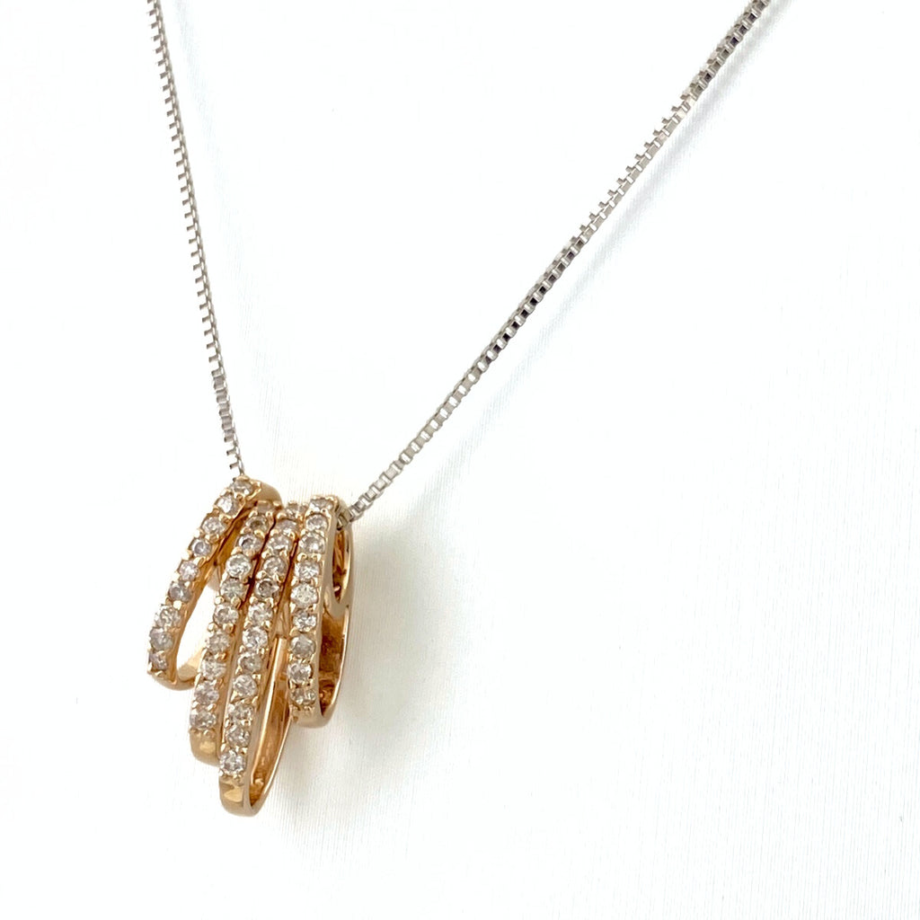 メレダイヤ デザインネックレス PG ピンクゴールド WG ホワイトゴールド ペンダント ネックレス K18 WG ダイヤモンド レディース 【中古】nbjwl