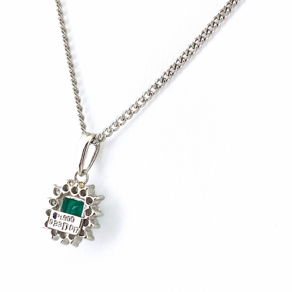 エメラルド デザインネックレス プラチナ ペンダント メレダイヤ ダイヤモンド ネックレス Pt900 Pt850 エメラルド レディース 【中古】nbjwl