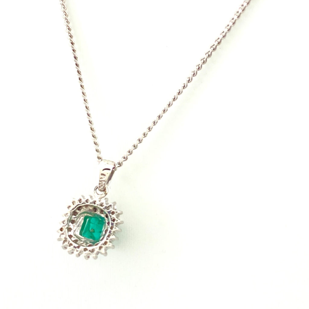 エメラルド デザインネックレス プラチナ メレダイヤ ペンダント ネックレス Pt900 Pt850 エメラルド レディース 【中古】nbjwl