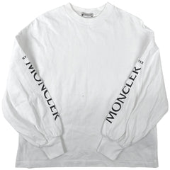 モンクレール ロゴ ラウンドネック 長袖Tシャツ MONCLER HYKE ハイク モンクレール ジーニアス４ トップス 長袖Ｔシャツ 綿 ホワイト レディース 【中古】