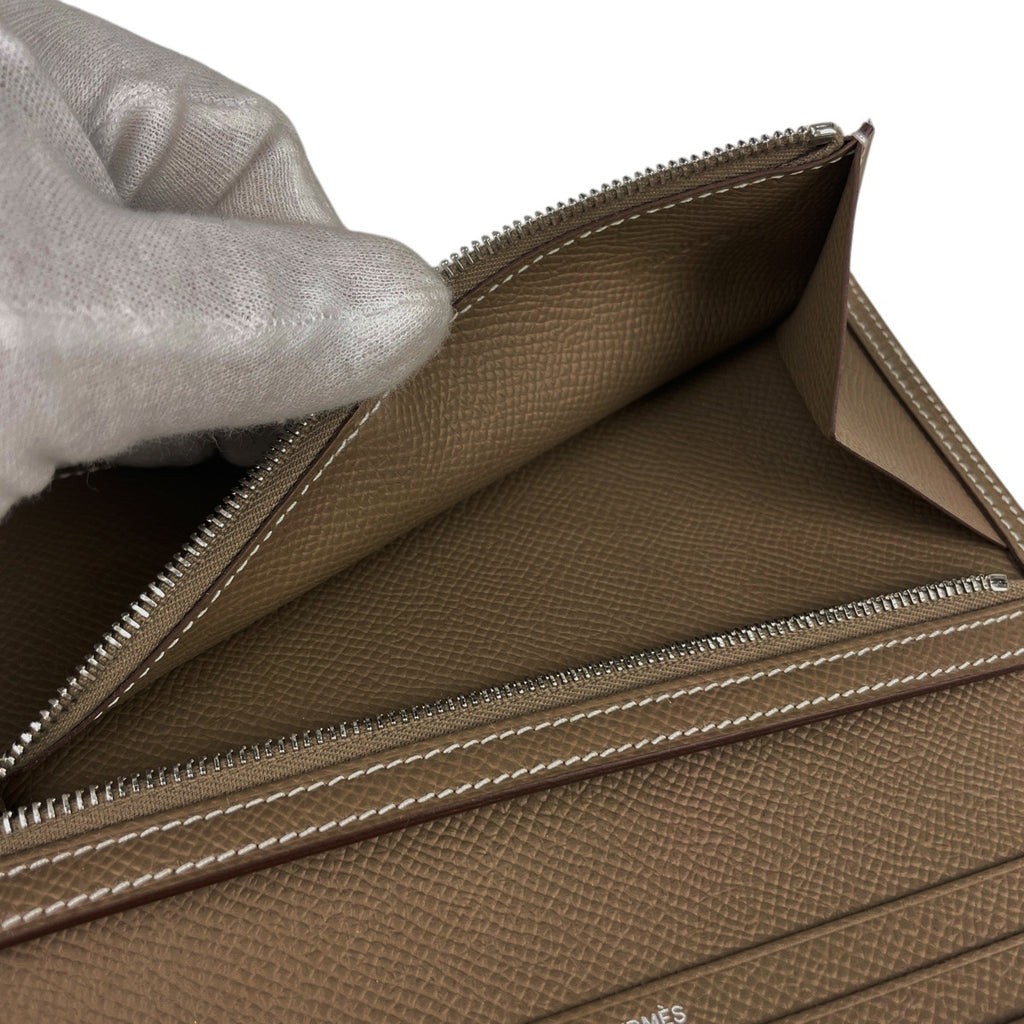 エルメス ベアン スフレ Hロゴ 長財布 ヴォーエプソン エトゥープ W レディース 【中古】 brbag