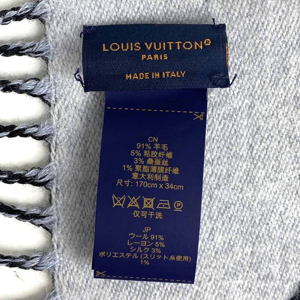 ルイ・ヴィトン LV エセンシャル シャイン モノグラム マフラー ウール レーヨン シルク ポリエステル ノワール(ブラック) レディース 【中古】 ラッピング可