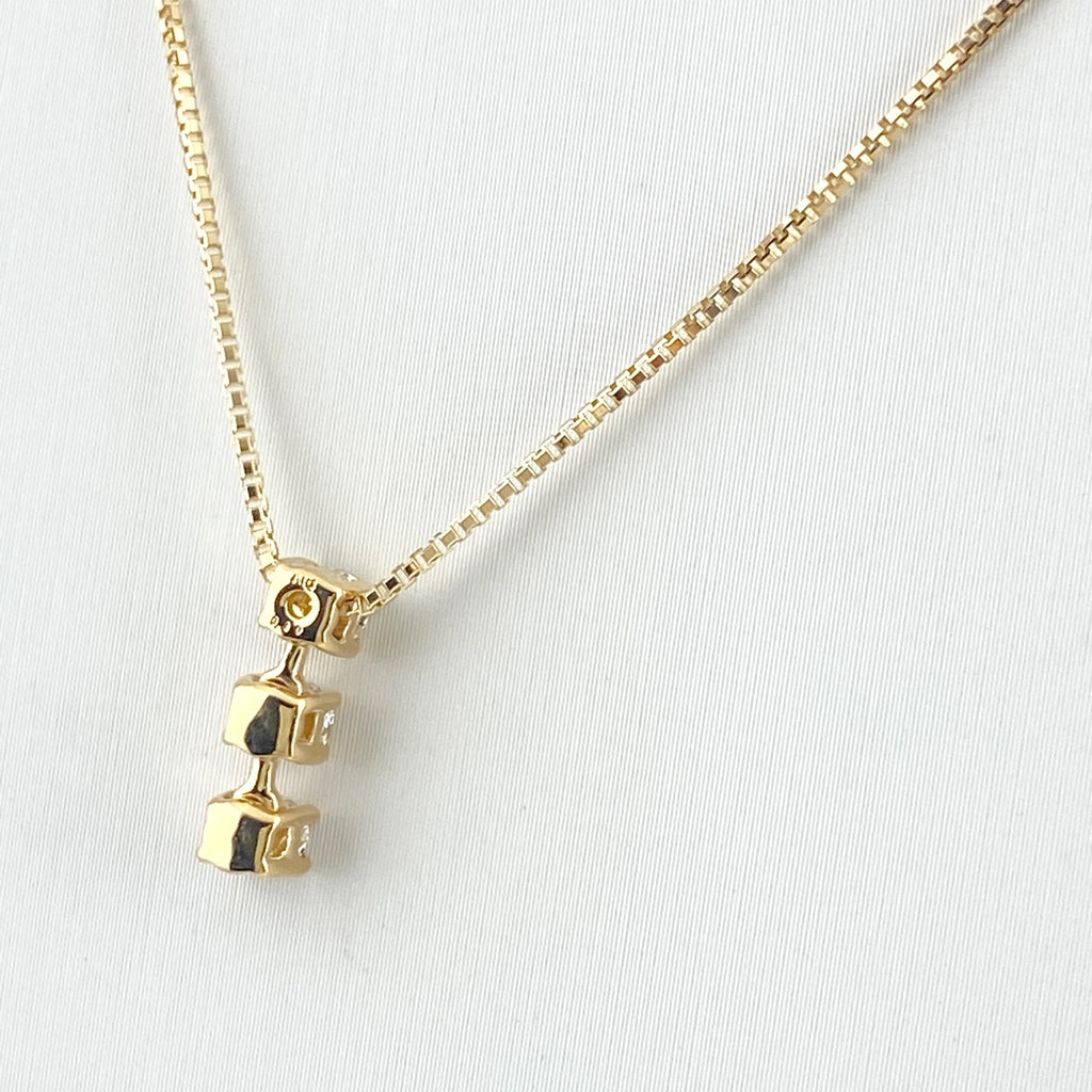 メレダイヤ デザインネックレス YG イエローゴールド ペンダント ネックレス K18 ダイヤモンド レディース 【中古】nbjwl
